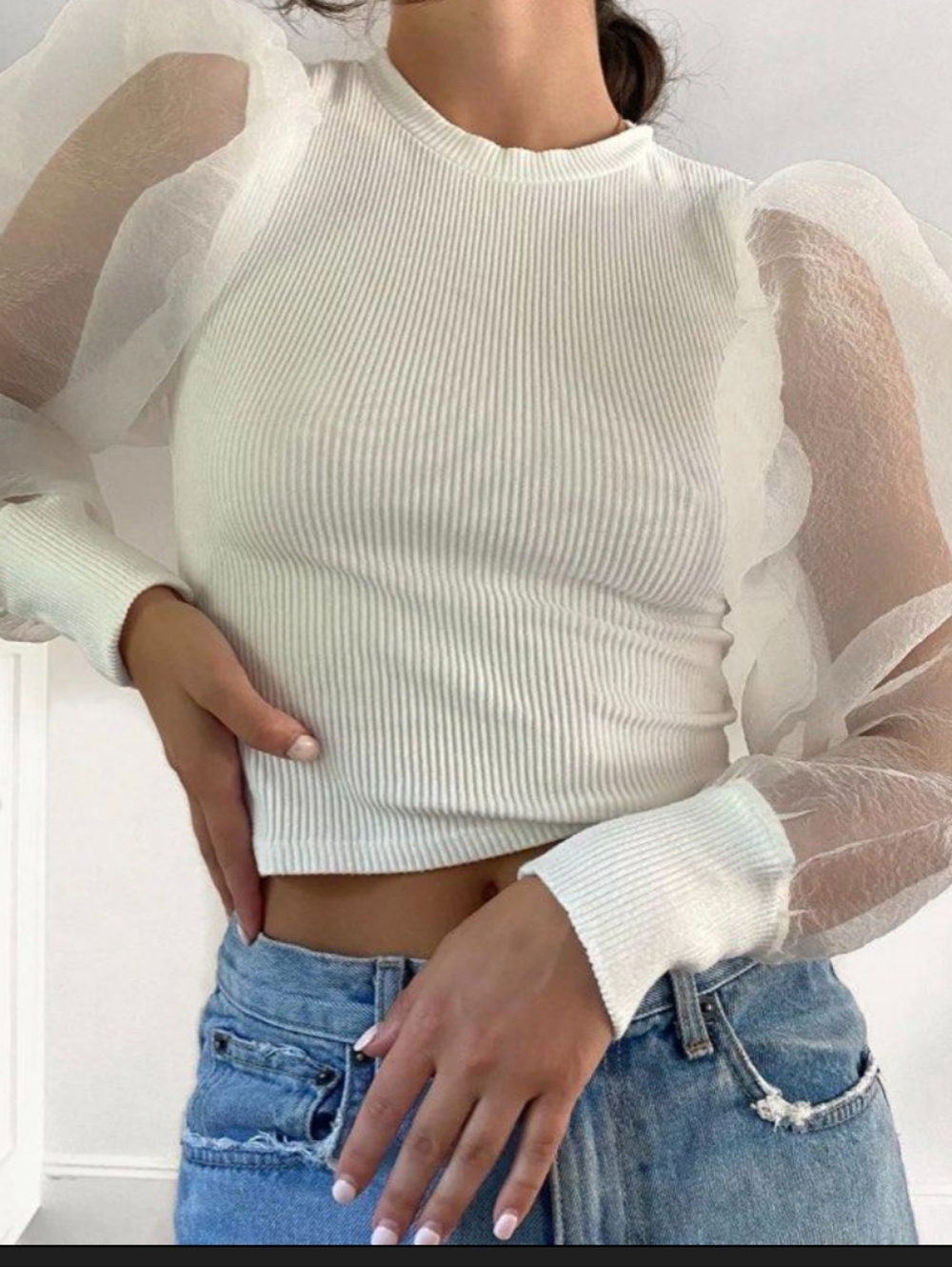Zara organza sleeve top small Bridal Bachelorette